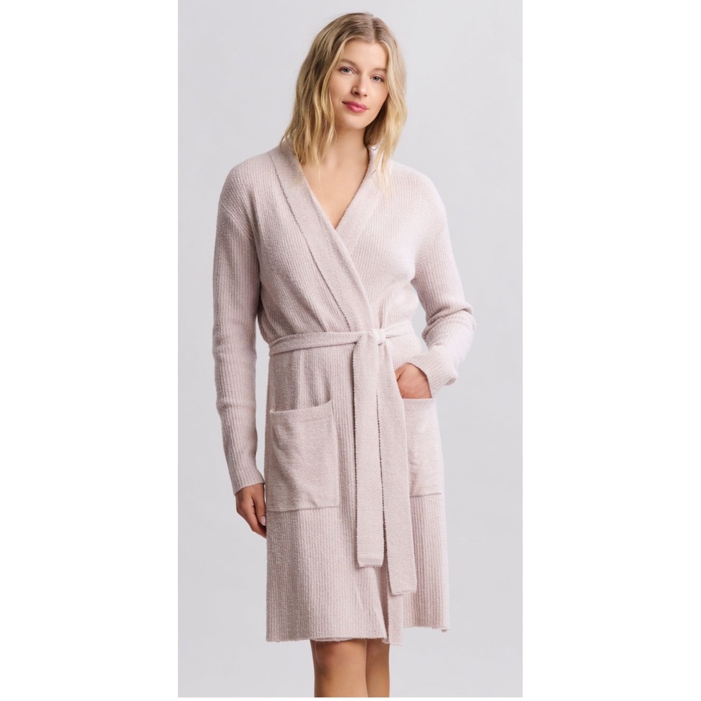 Barefoot‎ Dreams CozyChic Lite Ribbed Robe Pink Bamboo Chic Lite Knit Style
